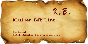 Kluiber Bálint névjegykártya